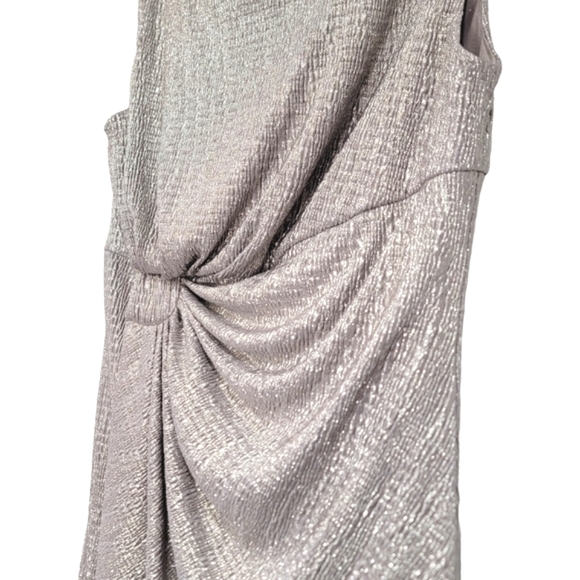 Connected Apparel Shimmer Midi Sleeveless Faux Wrap semi formal Dress Size 6 - Picture 6 of 12